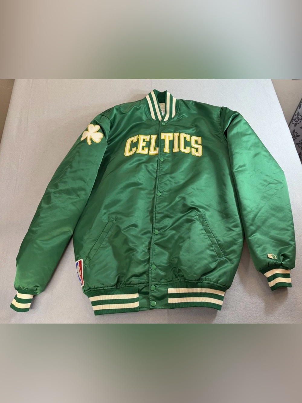 Vintage Starter Boston Celtics Satin Varsity Jacket Green NBA Mens XL Extra Tall
